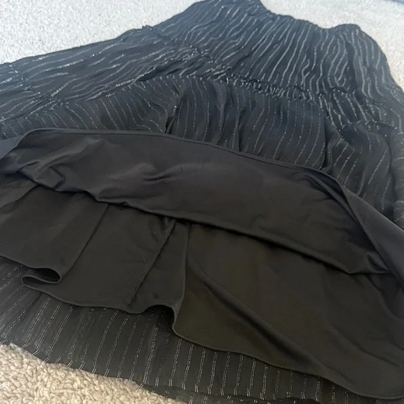 NWT NSR 2 Piece Black Maxi Dress with Silver Pin Stripes -Small - Picture 12 of 15